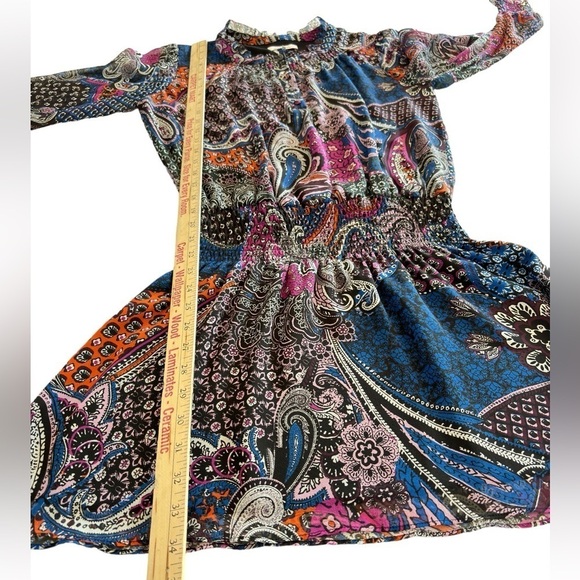 Parker Dress $298 MSRP Multicolor Harlow Paisley Ruffle Trim Sz Small Drop Waist - Picture 6 of 10
